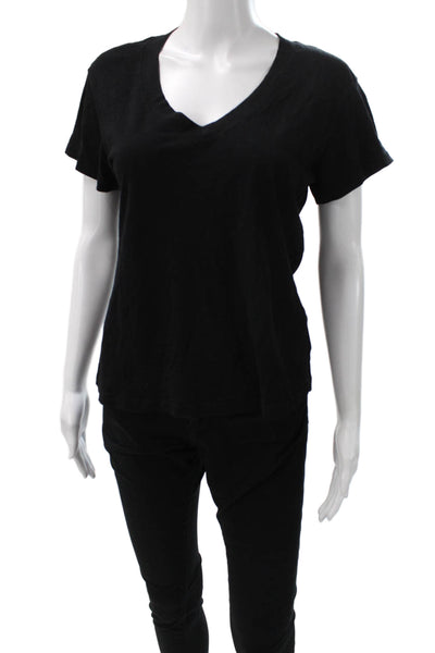 Perfect White Tee Womens Basic V Neck Black Cotton T Shirt Short Sleeve Size XS