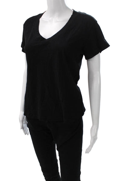 Perfect White Tee Womens Basic V Neck Black Cotton T Shirt Short Sleeve Size XS