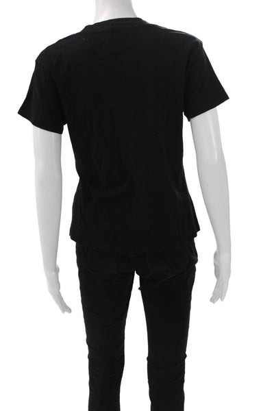 Perfect White Tee Womens Basic V Neck Black Cotton T Shirt Short Sleeve Size XS