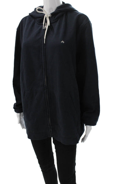Rag & Bone Womens Full Zip Cotton Hoodie Blue Long Sleeve Size S