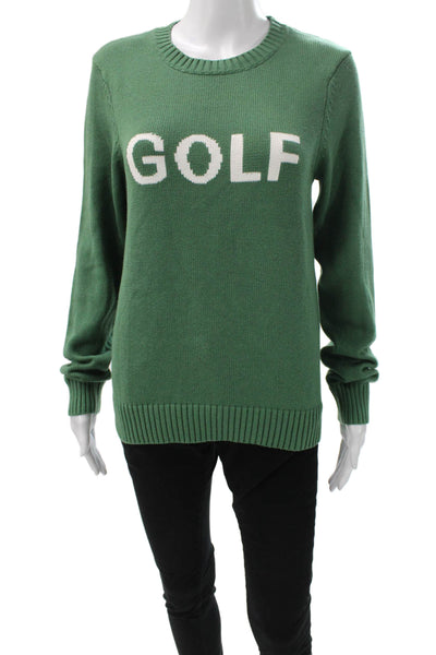 Ellsworth & Ivey Women Green Acrylic Crewneck Pullover Longsleeve Golf Size S