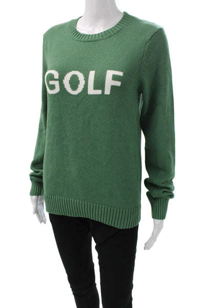 Ellsworth & Ivey Women Green Acrylic Crewneck Pullover Longsleeve Golf Size S