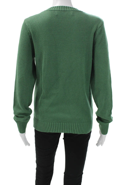 Ellsworth & Ivey Women Green Acrylic Crewneck Pullover Longsleeve Golf Size S