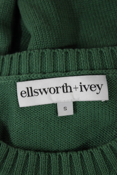Ellsworth & Ivey Women Green Acrylic Crewneck Pullover Longsleeve Golf Size S