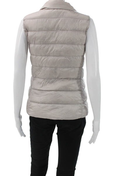Uniqlo Womens Puffer Jacket Gray Down Zip Sleeveless Solid Fall Size XS