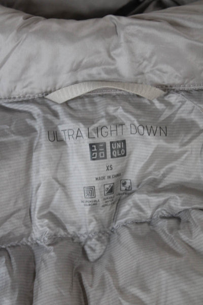 Uniqlo Womens Puffer Jacket Gray Down Zip Sleeveless Solid Fall Size XS