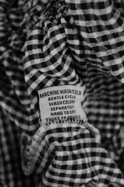 Tulip Women Tunic Black Check 100% Cotton Round Neck 3/4 Sleeve Pullover Size S