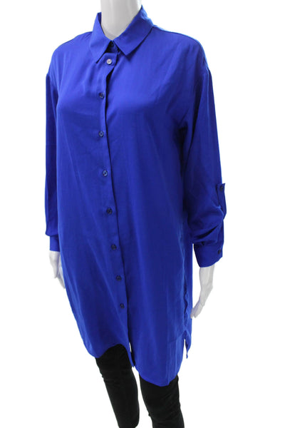 Renuar Women Tunic Blouse Blue Collared Long Sleeve Polyester Size XS