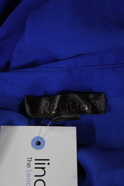 Renuar Women Tunic Blouse Blue Collared Long Sleeve Polyester Size XS