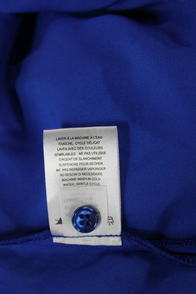 Renuar Women Tunic Button-Up Collared Long Sleeve Blue Solid Polyester Size 2XL