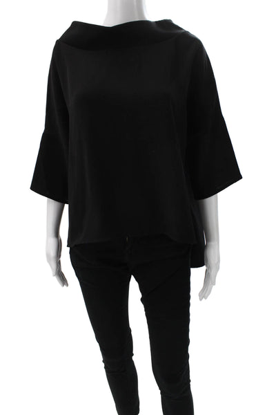 Suzy D Women Basic Blouse Black Cowl Neck 3/4 Sleeve Polyester Size M