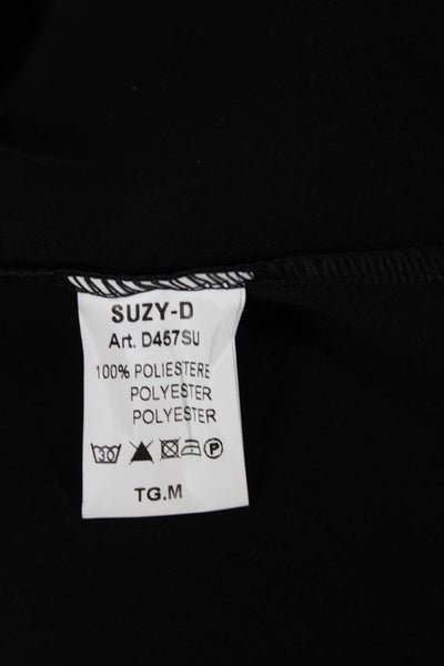 Suzy D Women Basic Blouse Black Cowl Neck 3/4 Sleeve Polyester Size M