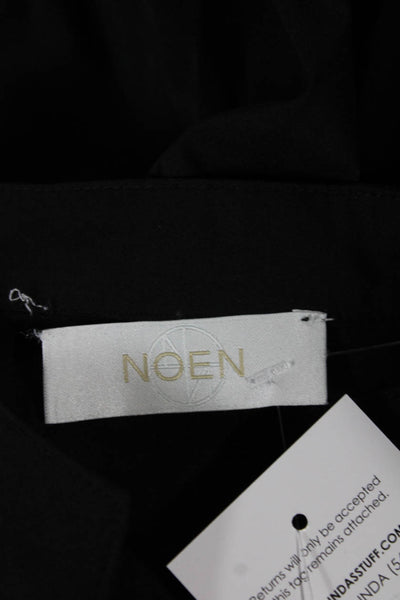Noen Women Tunic Button-Up Collared Cotton Long Sleeve Black Size M