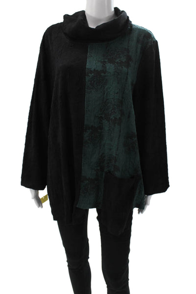 Shana Womens Tunic Black Cowl Neck Rayon Long Sleeve Pullover Solid Size 2XL