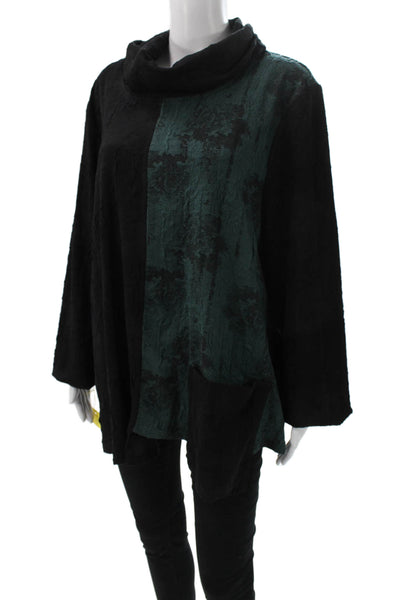 Shana Womens Tunic Black Cowl Neck Rayon Long Sleeve Pullover Solid Size 2XL