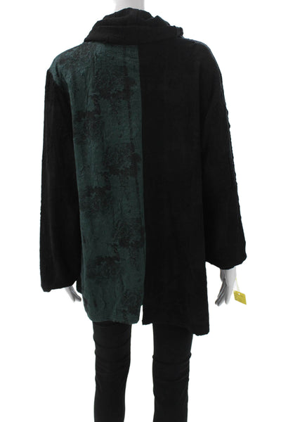 Shana Women Tunic Cowl Neck Black Rayon Long Sleeve Pullover Colorblock Size M