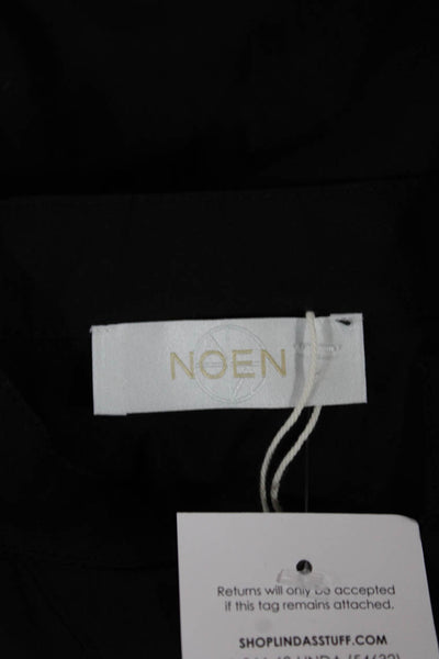Noen Womens Tunic Blouse Black Collared Long Sleeve Cotton Size S