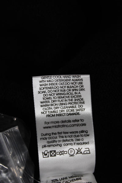 Mia Fratino Womens V-Neck Black Merino Cashmere Cardigan Long Sleeve Size L