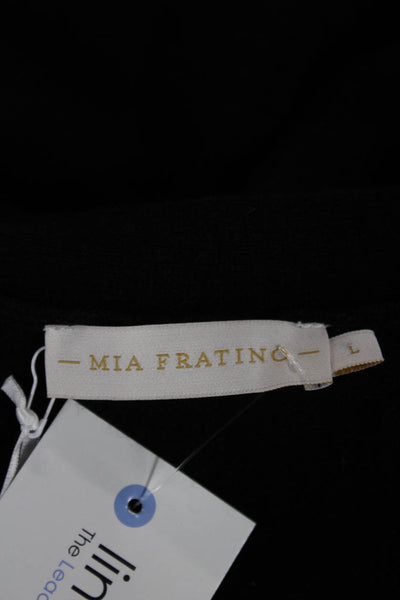Mia Fratino Womens V-Neck Black Merino Cashmere Cardigan Long Sleeve Size L