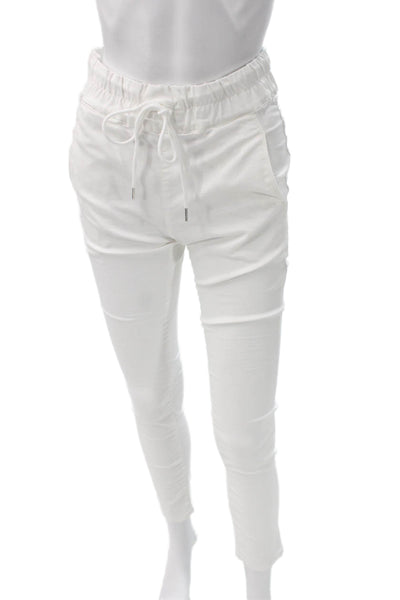 Flog Womens Jogger Pants White Drawstring Cotton Lycra Size 26