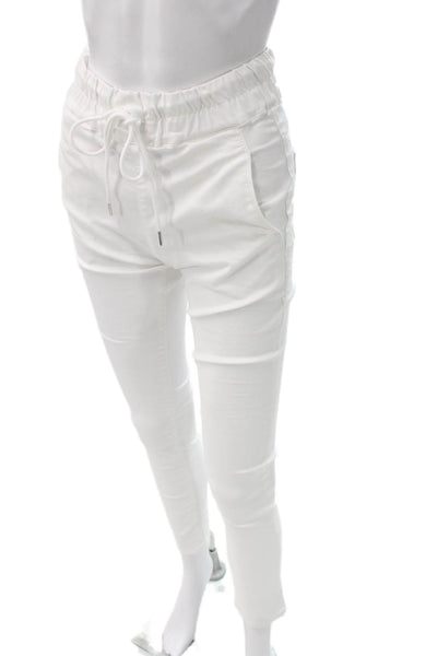 Flog Womens Jogger Pants White Drawstring Cotton Lycra Size 26