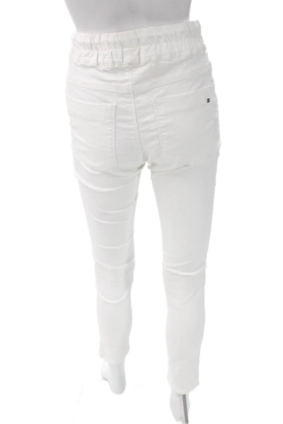 Flog Womens Jogger Pants White Drawstring Cotton Lycra Size 26