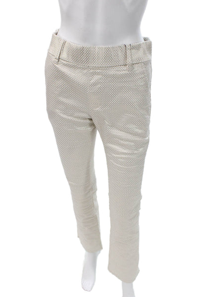 Flog Womens Dress Pants White Geometric Cotton Lycra Button Size 26
