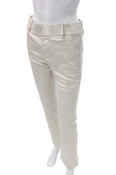 Flog Womens Dress Pants White Geometric Cotton Lycra Button Size 26