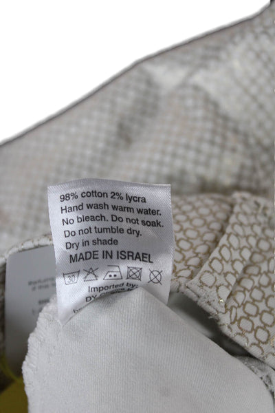 Flog Womens Dress Pants White Geometric Cotton Lycra Button Size 26