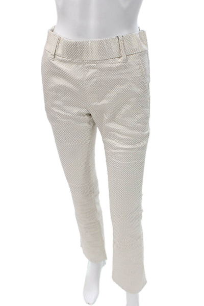Flog Women Dress Pants White Cotton Geometric Button Size 30