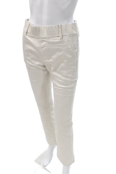 Flog Women Dress Pants White Cotton Geometric Button Size 30
