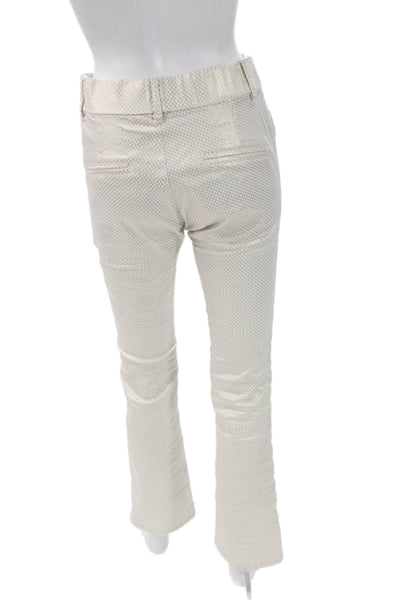 Flog Women Dress Pants White Cotton Geometric Button Size 30