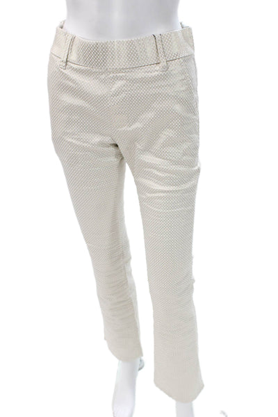 Flog Womens Dress Pants White Geometric Cotton Blend Button Size 24