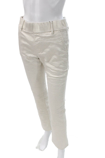 Flog Womens Dress Pants White Geometric Cotton Blend Button Size 24