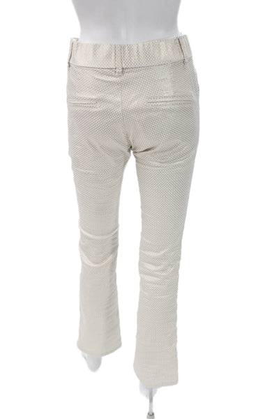 Flog Womens Dress Pants White Geometric Cotton Blend Button Size 24
