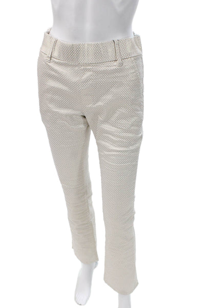 Flog Womens Dress Pants Ivory Geometric Button Cotton Lycra Size 30
