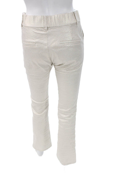 Flog Womens Dress Pants Ivory Geometric Button Cotton Lycra Size 30