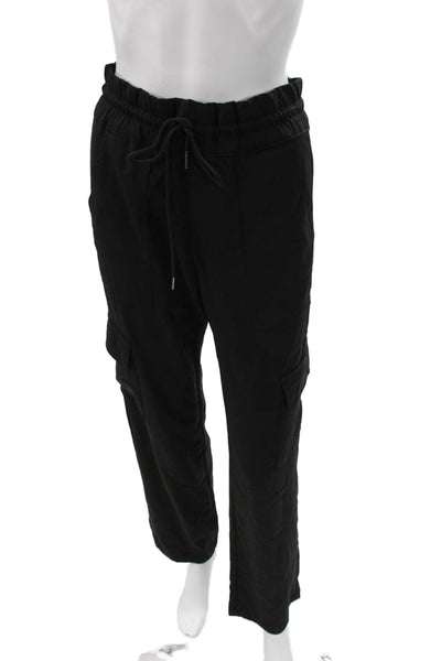 Flog Womens Cargo Pants Black Drawstring 98% Cotton 2% Lycra Size 26
