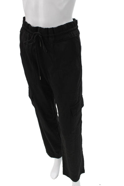 Flog Womens Cargo Pants Black Drawstring 98% Cotton 2% Lycra Size 26