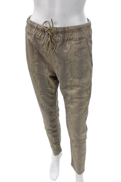 Flog Women Gold Animal Print Cotton Jogger Pants Drawstring Size 30