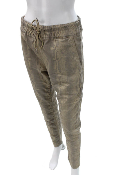 Flog Women Gold Animal Print Cotton Jogger Pants Drawstring Size 30