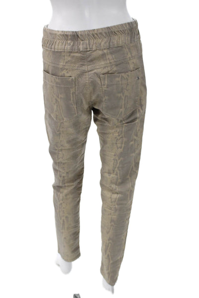 Flog Women Gold Animal Print Cotton Jogger Pants Drawstring Size 30