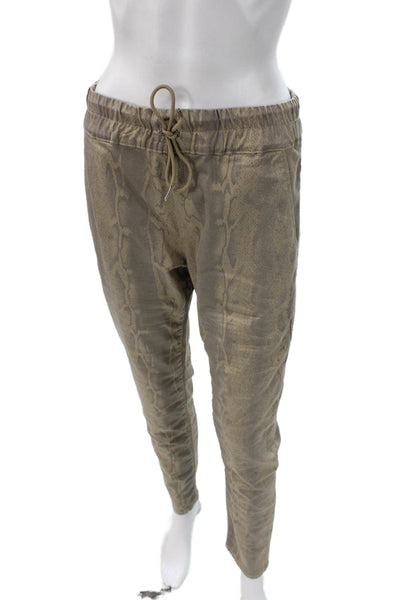 Flog Womens Jogger Gold Animal Print Polyester Drawstring Pants Size 26