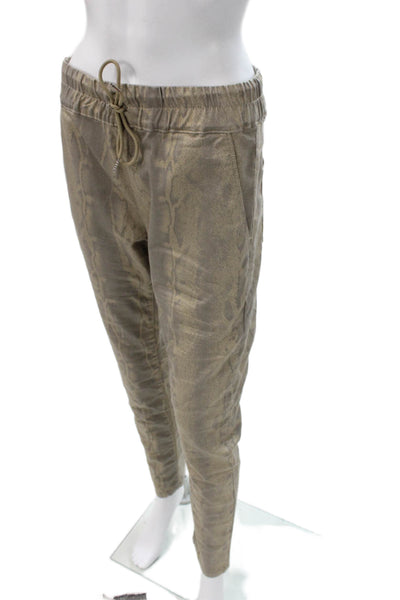 Flog Womens Jogger Gold Animal Print Polyester Drawstring Pants Size 26
