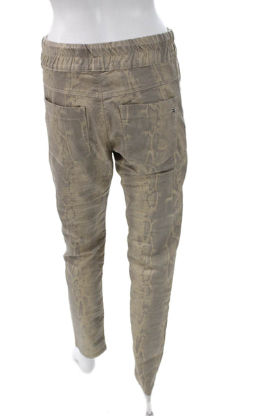 Flog Womens Jogger Gold Animal Print Polyester Drawstring Pants Size 26