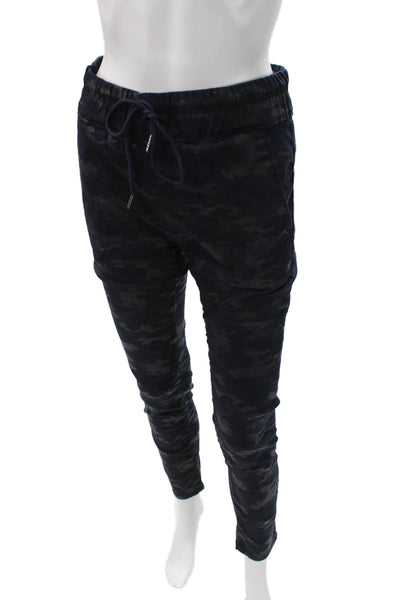 Flog Women Jogger Pants Blue Camouflage Cotton Drawstring Inseam 28 Size 27