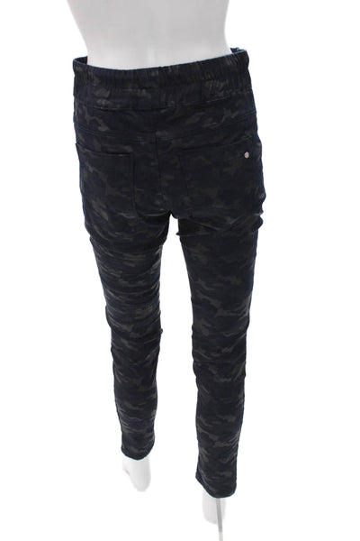 Flog Women Jogger Pants Blue Camouflage Cotton Drawstring Inseam 28 Size 27