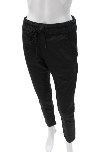 Flog Womens Joggers Black Drawstring Cotton Lycra Solid Inseam 28 Size 27