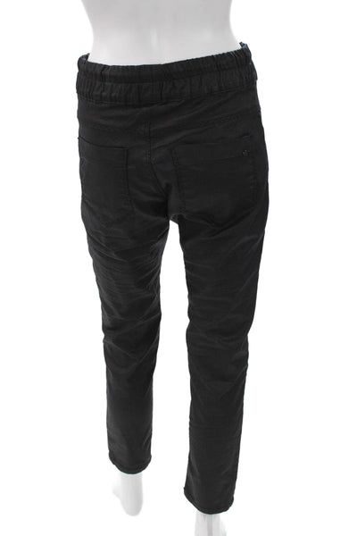 Flog Womens Joggers Black Drawstring Cotton Lycra Solid Inseam 28 Size 27