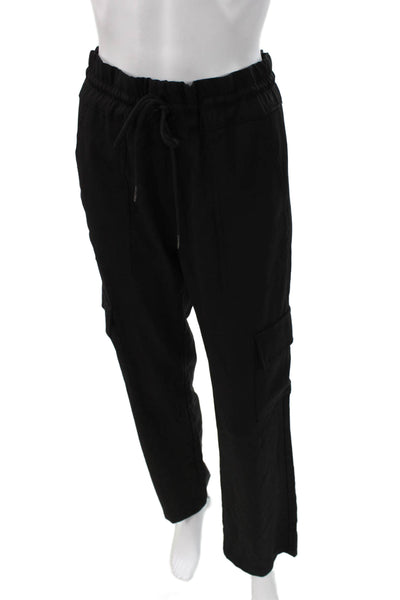 Flog Womens Black Cargo Pants Drawstring 98% Cotton Inseam 28 Size 27